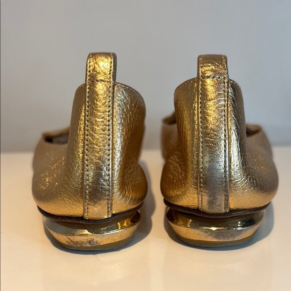 Nicholas Kirkwood Metallic Gold Leather Beya Pointed Toe Loafers Size 38 - Picture 5 of 14
